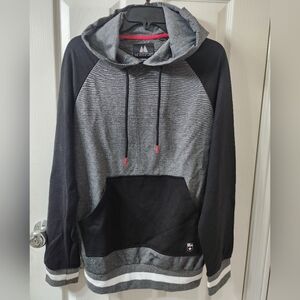 Men's Striped Black and Gray Hoodie